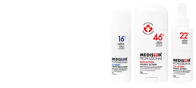 3 different types of Medistik ice roll on, stick and spray