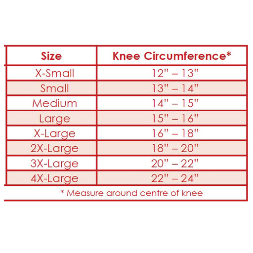 MKO Patella Stabilizer Knee Brace Size Chart