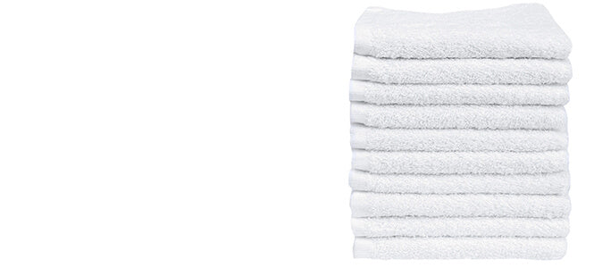 White standard face towels stacked