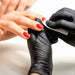 Nail Polish Remover Cotton Pads model wearing black gloves hold cotton pads