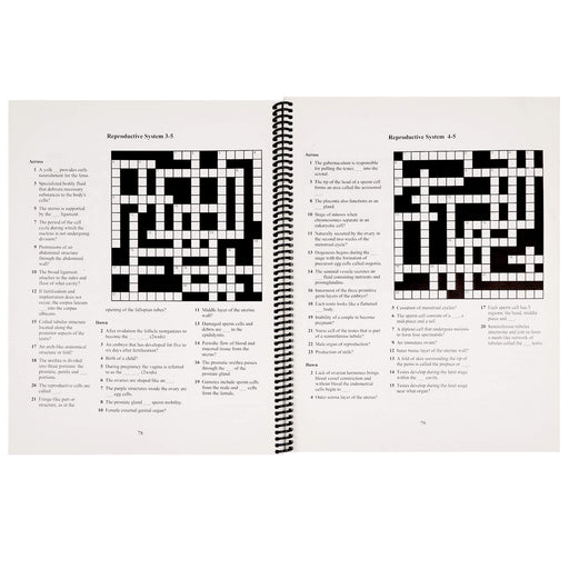 Physiology Crossword Puzzle book open showing crossword puzzles