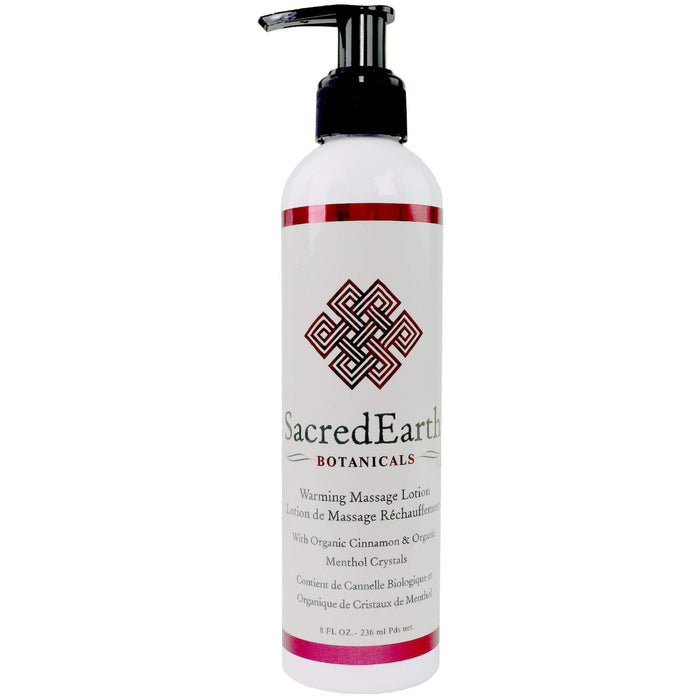 SacredEarth Warming Massage Lotion 8 oz with pump