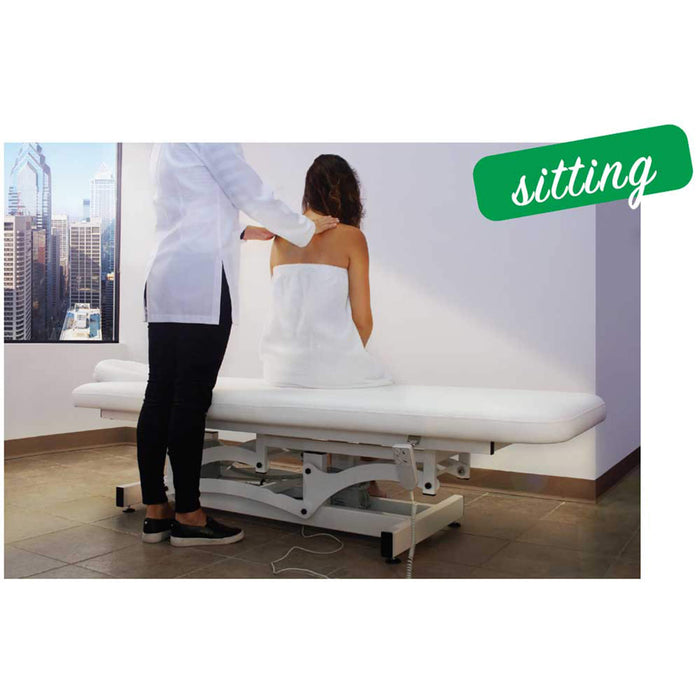 Silhouet-Tone Etna Electric Lift Spa Table with patient in sitting position