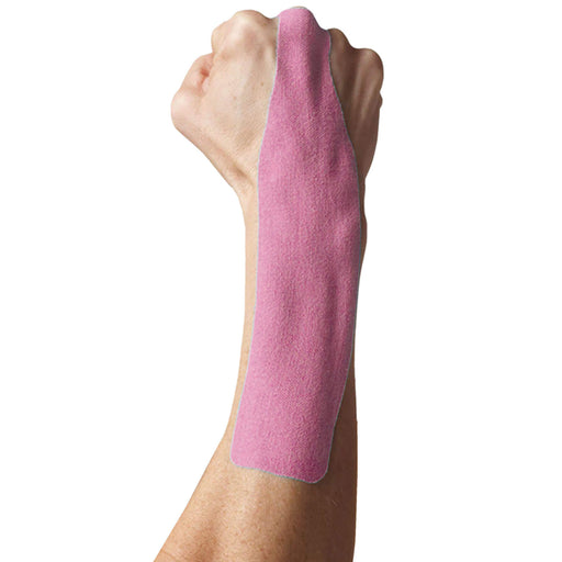 Spidertech PreCut Tape on right wrist Pink
