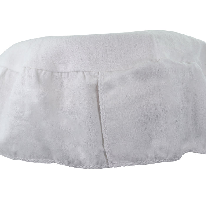 Flannel Face Rest Cover with Sewn-in Drape, White showing drape
