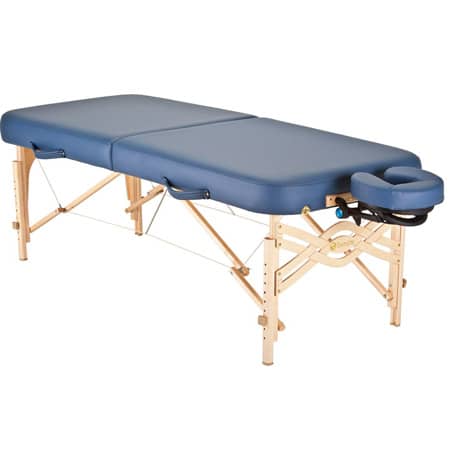 Portable Massage Table Rental blue grass with crescent pad