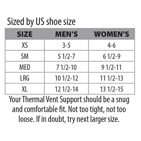 Swede O Thermal Vent Plantar Fasciitis Relief Boot size chart