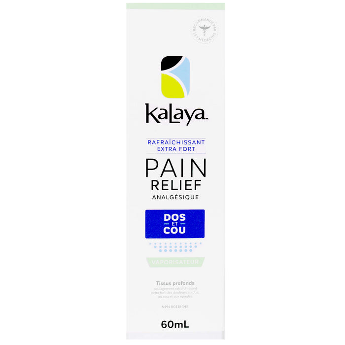 Kalaya Back and Neck Extra Strength Pain Relief Spray 60ml packaging