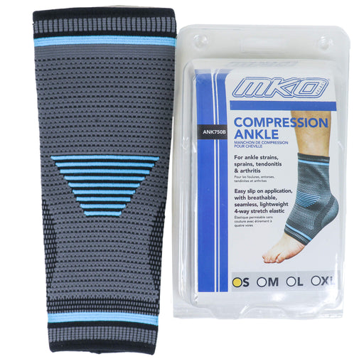 MKO Compression Ankle Sock beside box