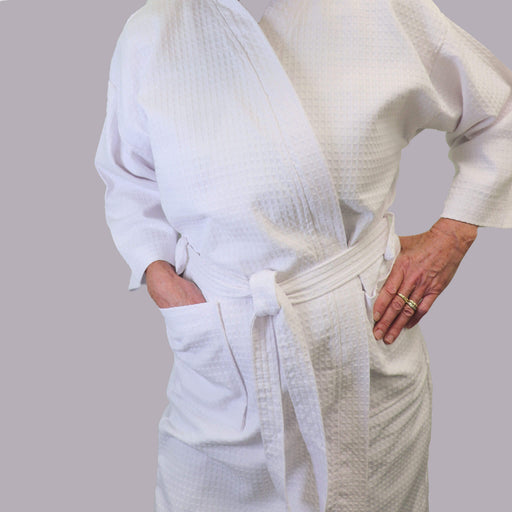 Cotton Waffle Spa Robe wrapped with Belt