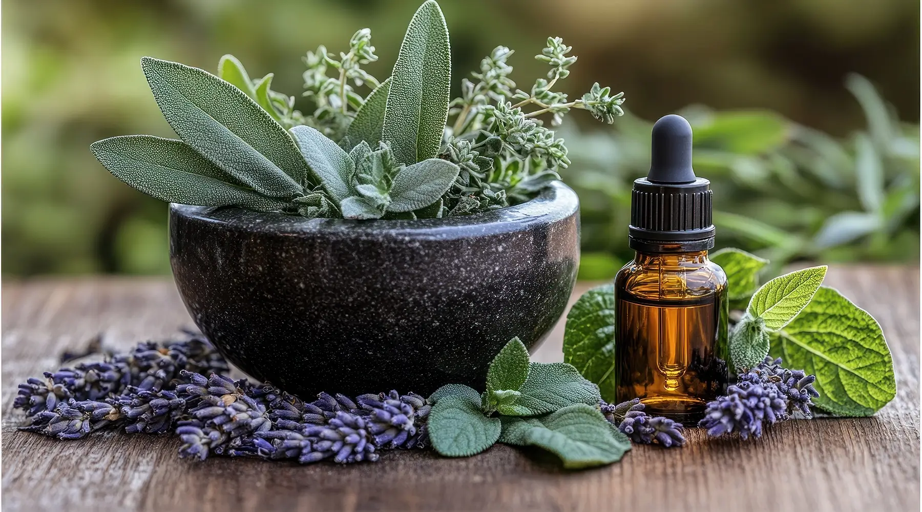 Essential oils and botanical herbs used in professional massage therapy aromatherapy blends and essential oil dilution practices