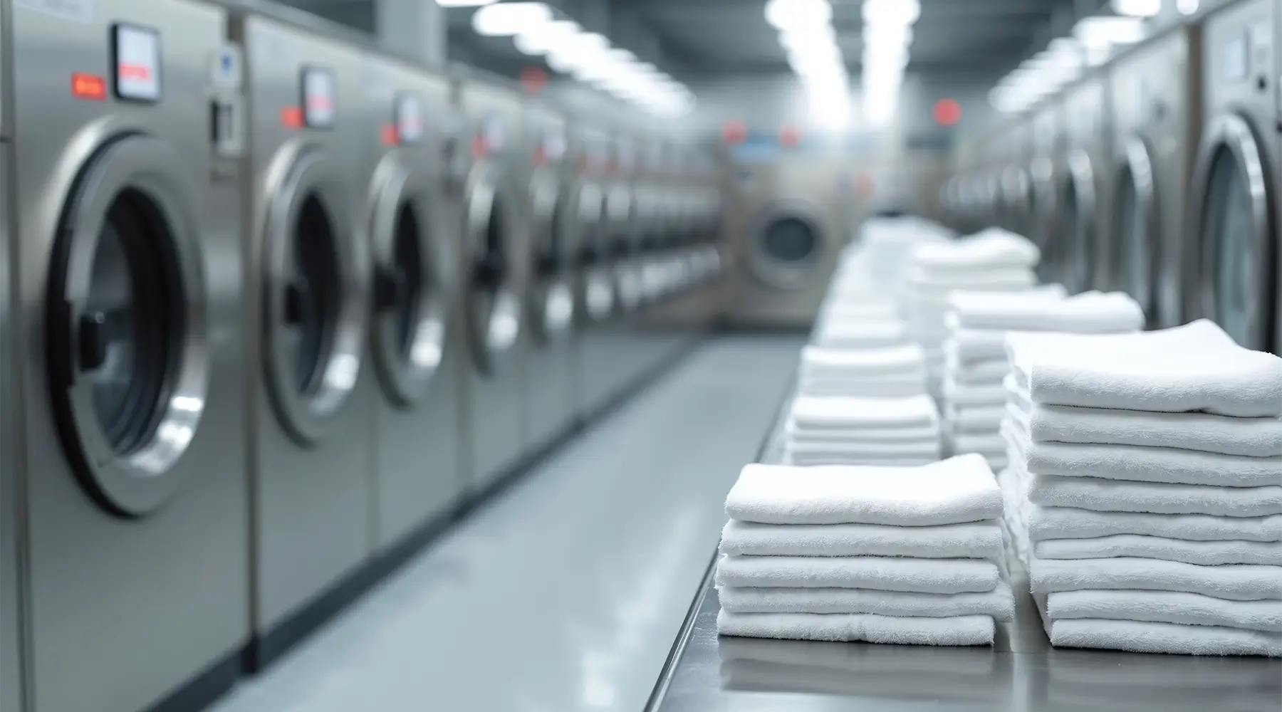 Clean towels in a commercial laundry facility supporting efficient linen management for massage therapy clinics
