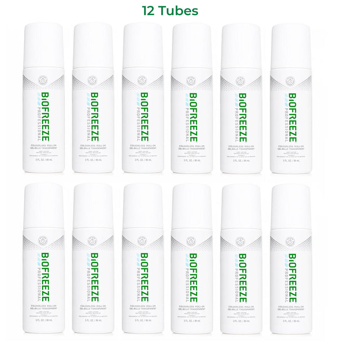 Biofreeze Professional Roll-On Pain Relief Gel 89 mL (3 oz) – 12 Pack Cooling Gel for Muscle and Joint Relief