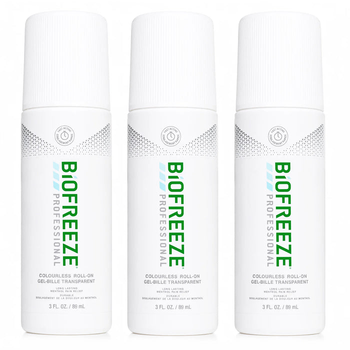 Biofreeze Professional Roll-On Pain Relief Gel 89 mL (3 oz) – 3 Pack Cooling Therapy for Muscle and Joint Pain