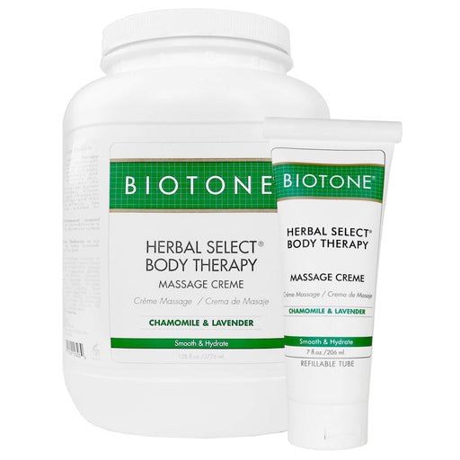 Biotone Herbal Select Body Therapy Massage Creme 1 gl and 7 oz refillable tube