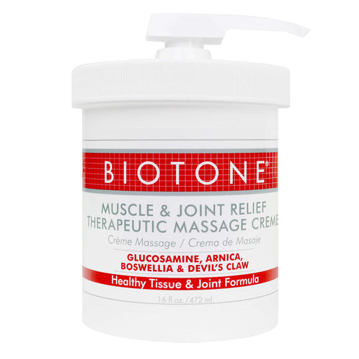 16oz Biotone Muscle Joint Relief creme jar with pump lid