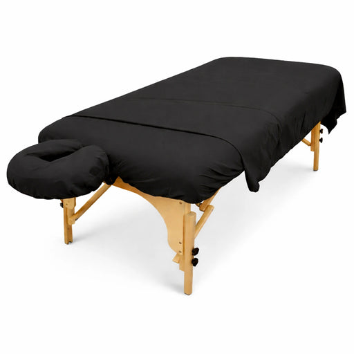 BodyBest Microfiber Treatment Table Black Sheet Set displayed on table