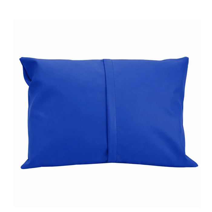 BodyBest Vinyl Pillow Protector in Royal Blue color showing zipper flap over