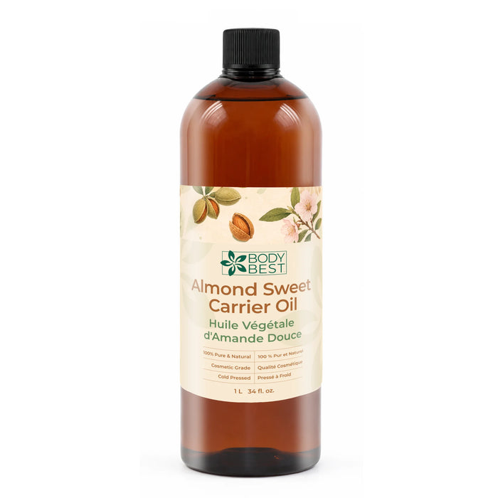 BodyBest Almond sweet carrier oil 1L in amber bottle