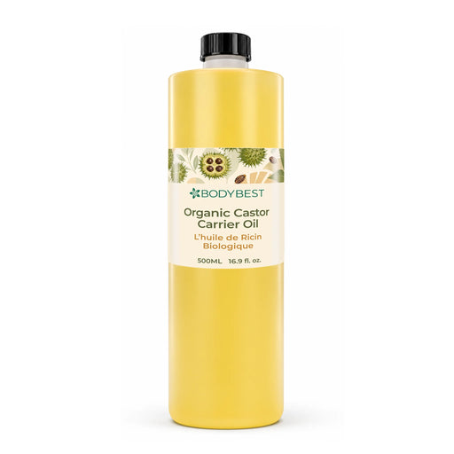 BodyBest organic castor oil 500ml bottle on white background
