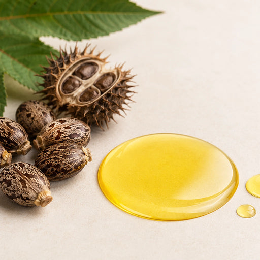 BodyBest Castor Organic Carrier Oil castor seeds and leaves with castor oil drops