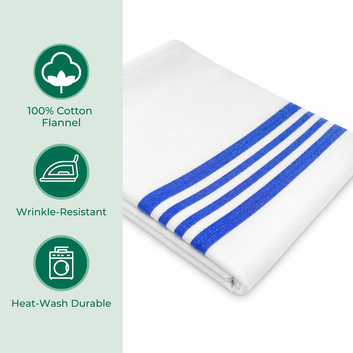 Close-Up of Body Best Flannel Hospital Blanket Showing Soft Flannel Fabric and Blue Stripe Design and product features