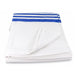 Folded Body Best Flannel Hospital Blanket 72x90 Inch with Blue Stripe Detail on White Background