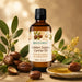Lifestyle image of BodyBest Golden Jojoba carrier oil 100 ml with jojoba seeds and jojoba plant
