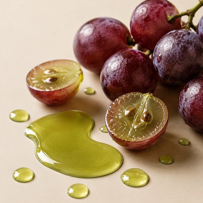 BodyBest Grapeseed carrier oil ingredient image, grapes with grapeseed oil drops