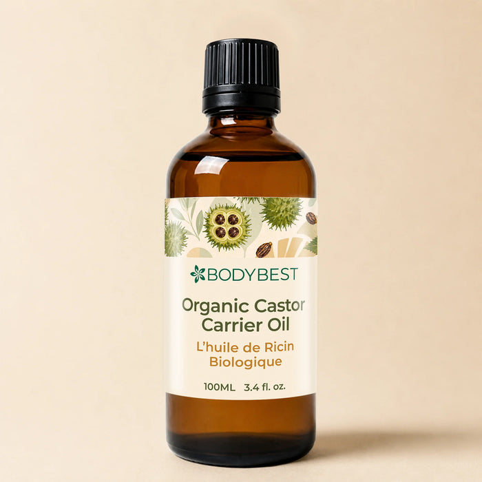 BodyBest Organic Castor Carrier Oil 100ml on white background 