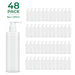 48 pack of BodyBest empty white plastic pump bottles for massage lotion shown in a row on a white background, with green text above reading '4-Pack | 8 oz Each'.