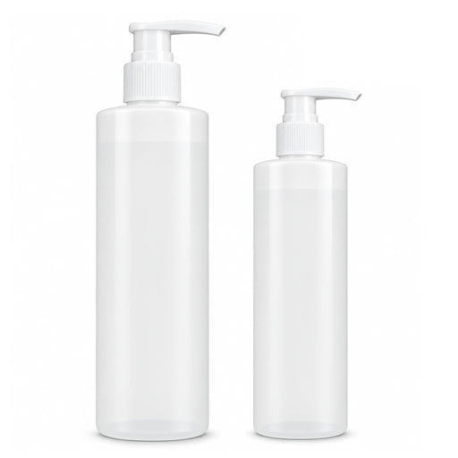 BodyBest pump bottles for massage lotion in 4oz and 8oz sizes on a plain white background.
