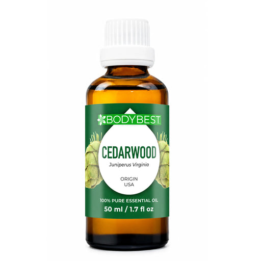 BodyBest Cedarwood essential oil 50ml hero image on white background