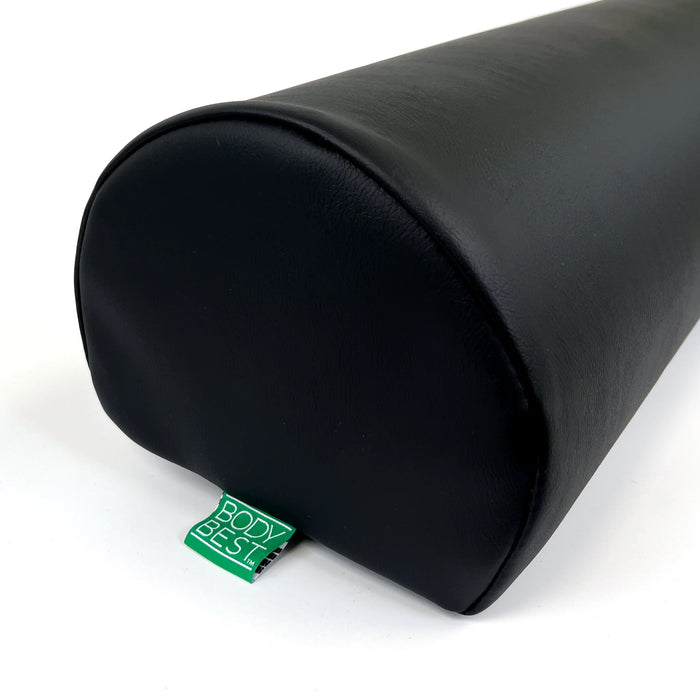 BodyBest semi-round bolster in black, premium spa support cushion with smooth durable cover.