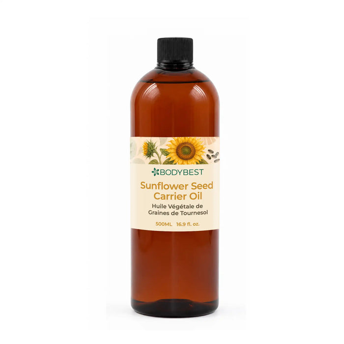 BodyBest Sunflower Seed Carrier Oil in 500ml amber bottle pure and natural fast absorbing and RBDW