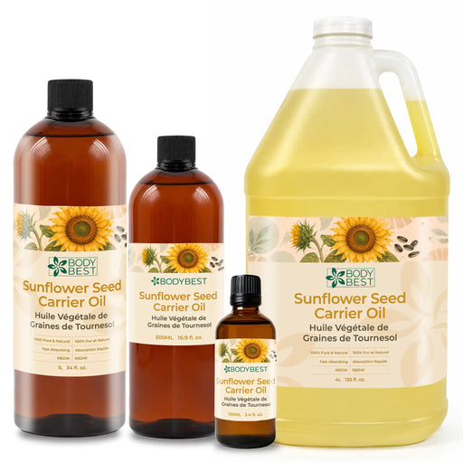 BodyBest Sunflower Seed Carrier Oil 1 L , 4L, 500ml, 100ml  in amber bottle pure and natural fast absorbing and RBDW