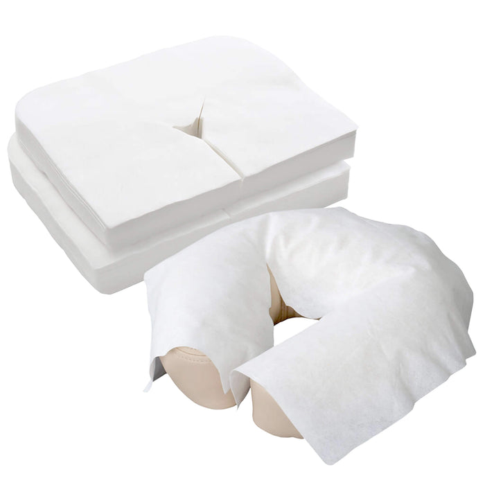 Bodymate Disposable Head Rest Covers out of package and on crescent pad