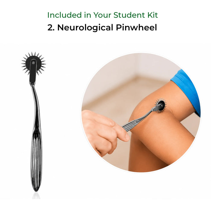 neurological pinwheel in use on patient's hand