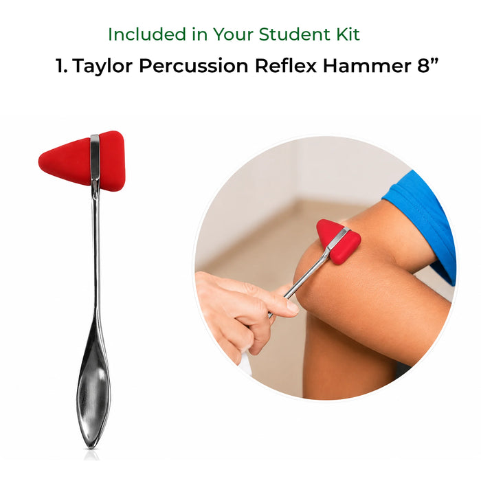 Taylor Percussion reflex hammer 8inch in use on patient's hand