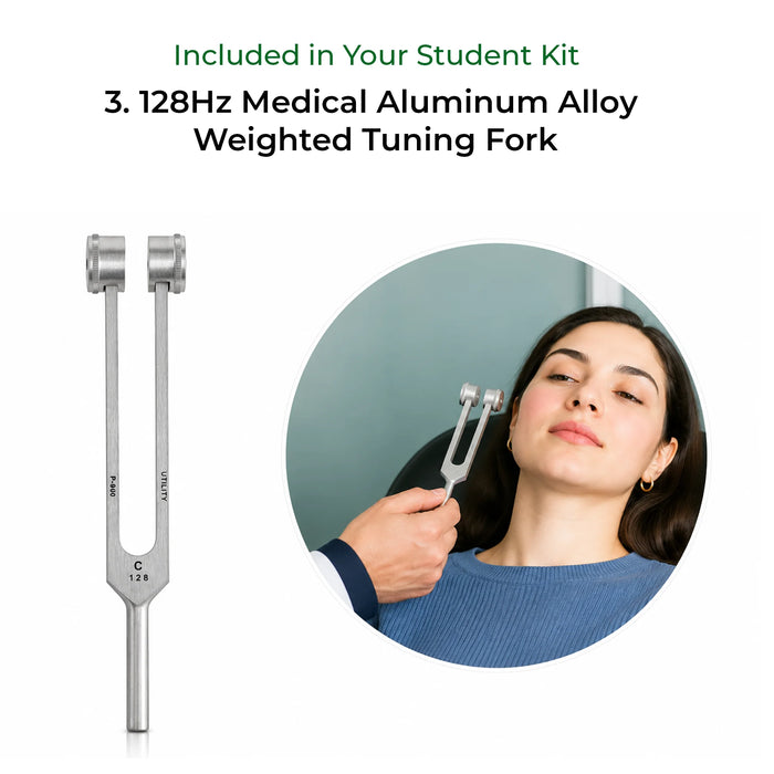 128Hz medical aluminium alloy weighted tuning fork in use