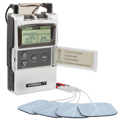 Comfy Digital InTENSity unit with pads and showing control padel