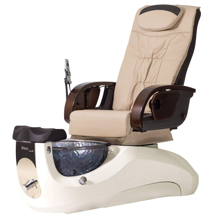 Continuum Bravo LE Pedicure Spa Chair Almond with Diamond White  base and Smoke tub