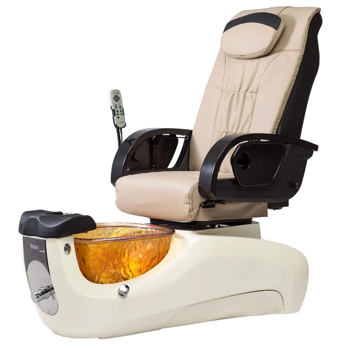 Continuum Bravo LE Pedicure Spa Chair Almond  with Diamond White base and  gold tub