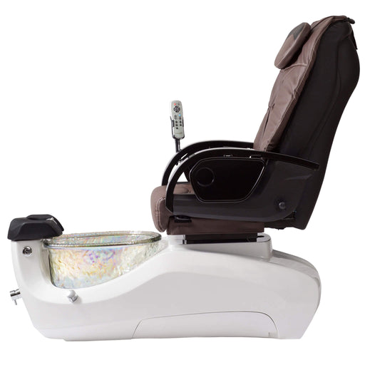 Continuum Bravo LE Pedicure Spa Chair Chocolate with Diamond White base and  crystal tub side view