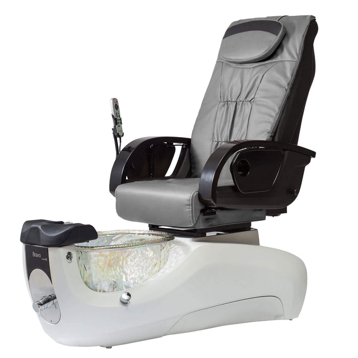 Continuum Bravo LE Pedicure Spa Chair Grey with Diamond White base and crystal tub