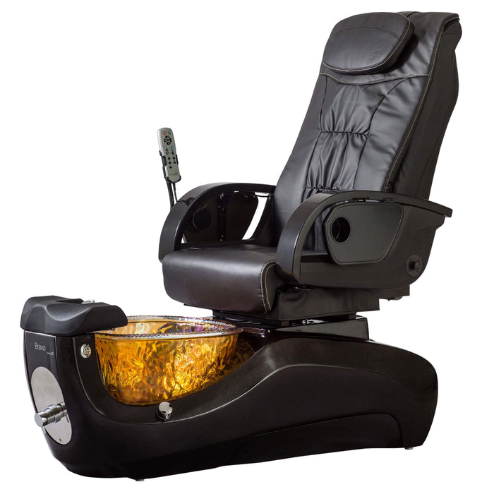 Continuum Bravo LE Pedicure Spa Chair Black Midnight Black base and  gold  tub