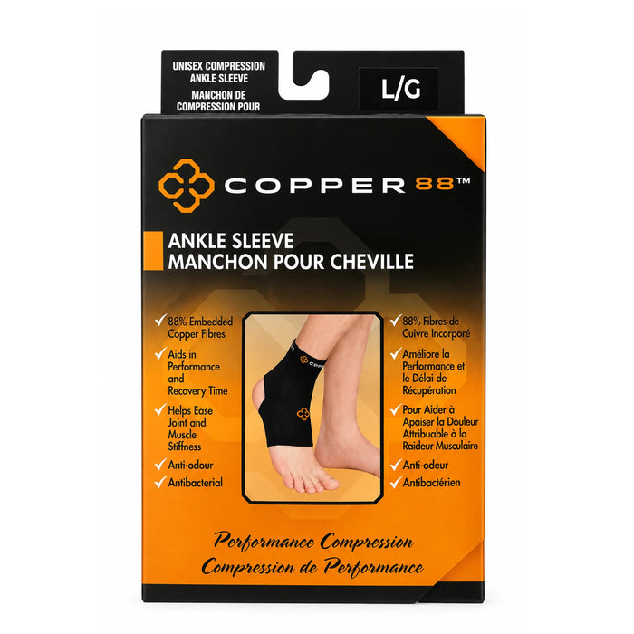 A packaging of large size of Copper 88 ankle compression sleeve 