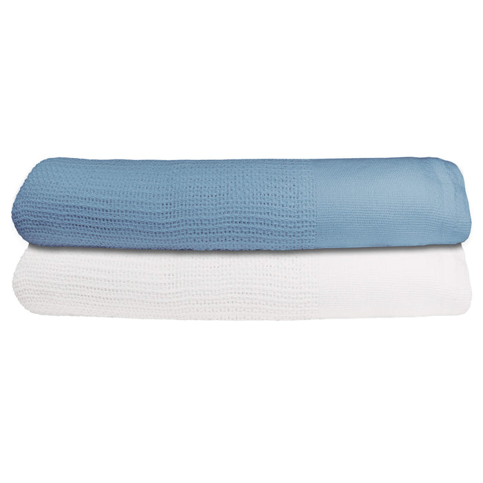 Cotton Thermal Blanket white and blue stacked