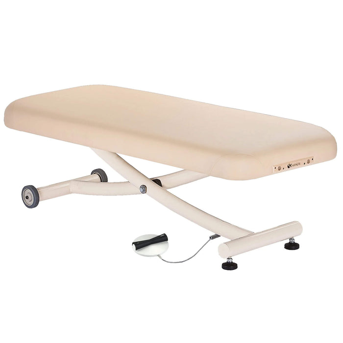 Maries Beige Earthlite Ellora Vista Electric Lift Flat Top Treatment Table with foot pedal