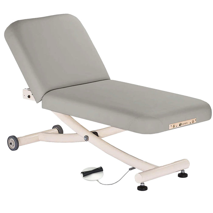 Earthlite Ellora Vista Electric Lift Tilt Top Treatment Table colour Sterling back up with foot pedal